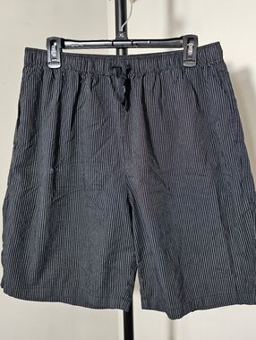 David Archy Mens Sleep Shorts Size Large Black Pinstripe